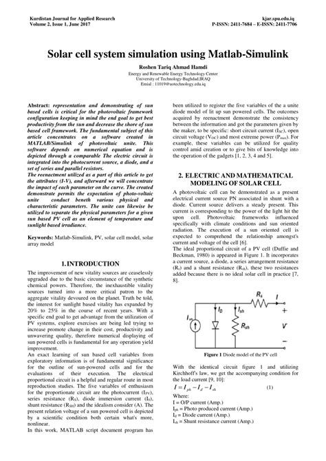 Pdf Solar Cell System Simulation Using Matlab Simulink