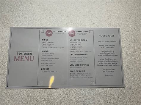 Menu At Terrasse MNL Restaurant Quezon City