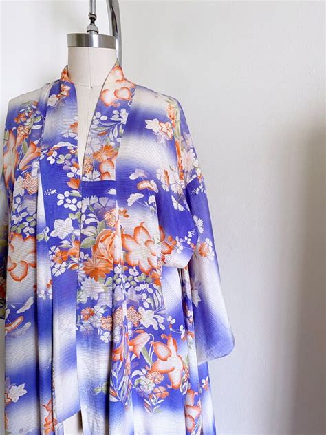 Vintage Silk Floral Kimono Summer Kimono Sheer Rom Gem