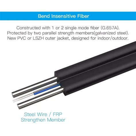 G657a1 Fiber Optic Cable 1 2 4 Core 1 2 3km Ftth Drop Cable Single Mode