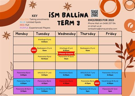 Timetable Term 3 2023