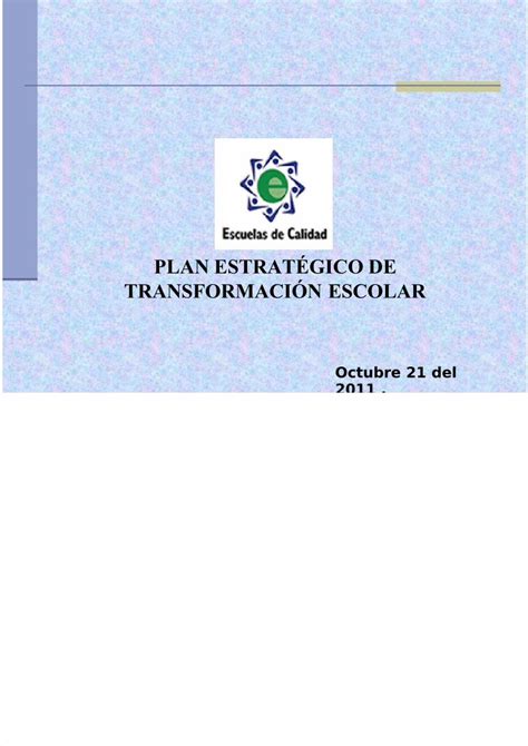 Pdf Plan EstratÉgico De TransformaciÓn Escolar Dokumen Tips