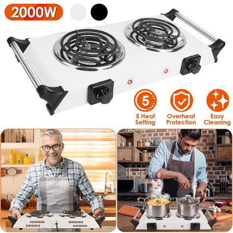 Moclever W Electric Dual Burner Portable Electric Stove Coil Heating Hot Plate Stove