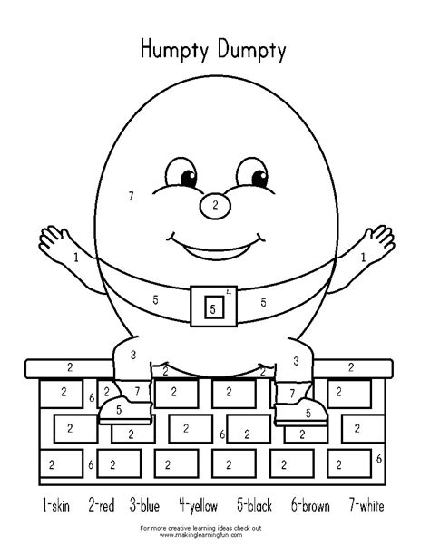 Dumpty Humpty Nursery Coloring Rhymes Pages Printable Colouring Rhyme ...