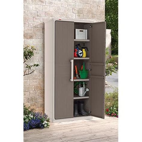 Keter Optima Wonder 4 Shelves Resin Vertical Outdoor Storage Shed 2 8ft X 1 5ft X 5 8ft — Brycus