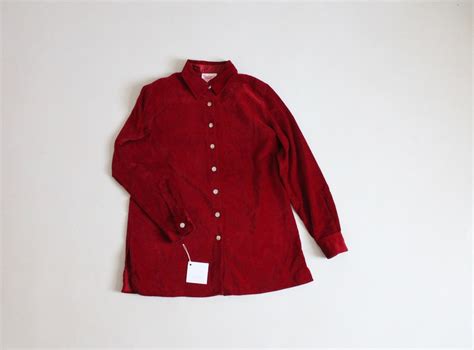 Red Velvet Blouse 100% Cotton Blouse Velvet Collared Shirt - Etsy