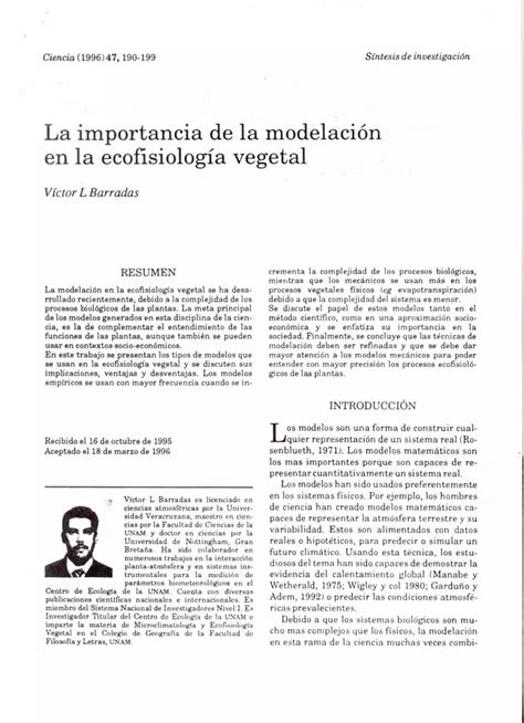 Pdf La Importancia De La Modelaci N En La Ecofisiolog A Vegetal