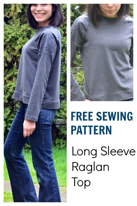 Free Sewing Pattern Long Sleeve Raglan Top On The Cutting Floor