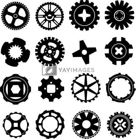 Gears And Wheels Vector Silhouettes By Lhfgraphics Vectors