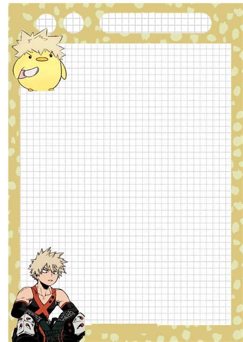 Plantilla Hoja De Cuadros Bakugou Decorar Hojas De Cuaderno