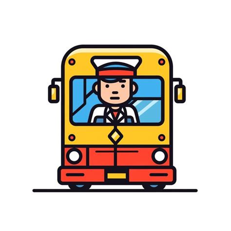 Premium Photo A Cartoon Bus Driver Driving A Bus With A Driver In The