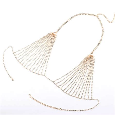 Rhinestone Heart Panties And Bra Set For Women Sexy Bikini Underwear Body Chain Jewelry