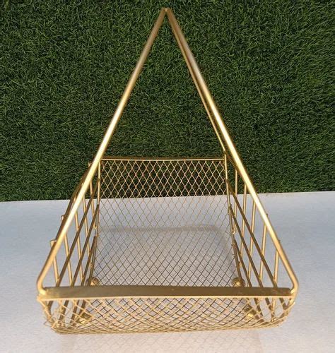 Golden Iron Wire Hamper Basket Size Dimension 8 Inch Height At Rs