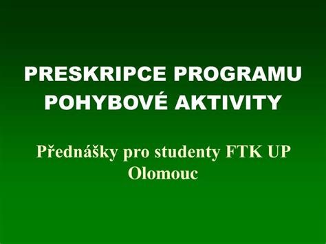 Ppt Preskripce Programu Pohybov Aktivity Powerpoint Presentation