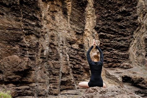 Meditation Yoga Session On Rocks Stock Photo Image Of Canarias Slim