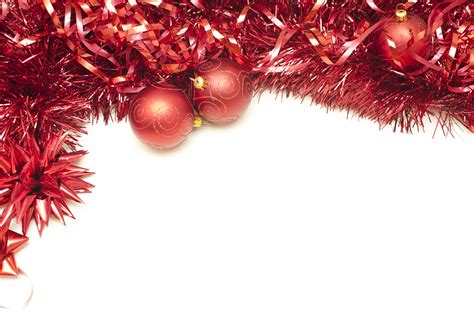 Photo Of Festive Border Of Red Christmas Tinsel And Baubles Free