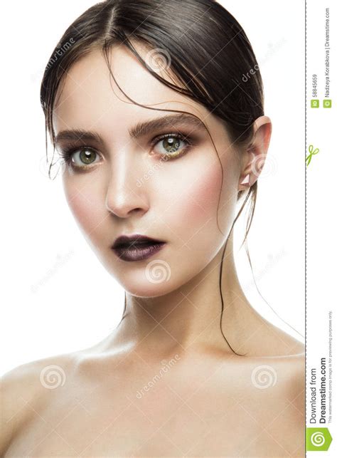 Close Up Portrait Of Beautiful Woman With Bright Stock Image Image Of Fashion Multicolored