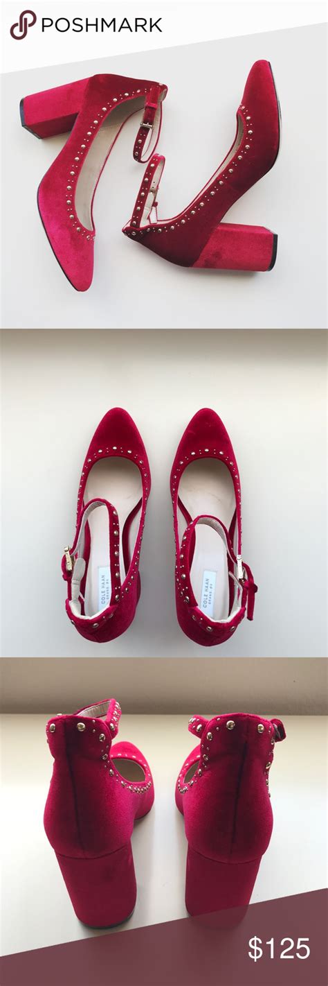 Cole Haan Red Velvet Block Heel Size 8 Velvet Block Heels Cole Haan Shoes Block Heel Shoes