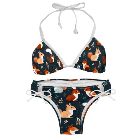 Squirrel Detachable Sponge Adjustable Strap Bikini Set Two Pack Beach