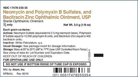 Neomycin Polymyxin B Bacitracin Ophthalmic Ointment Fda Prescribing Information Side