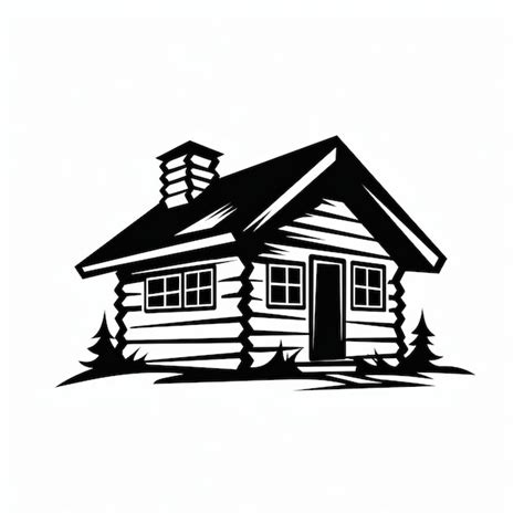 Simple Cabin Bold Negro E Branco Estilo De Logo Vector Art Foto Premium