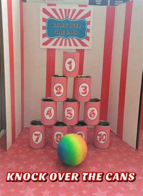 Carnival Knock Over The Can Game Diy Carnival Games Carnival Party