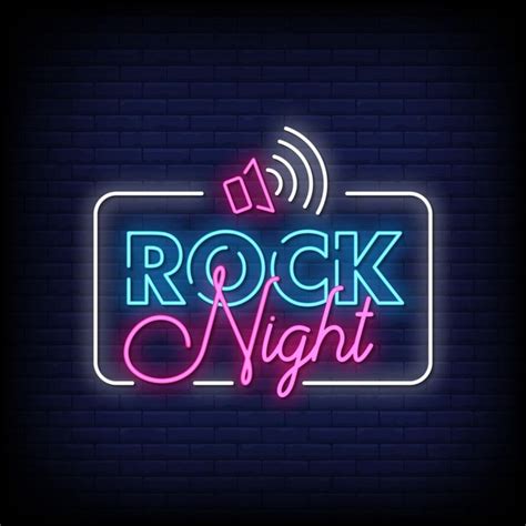 vector de texto de estilo de letreros de neón de noche de rock