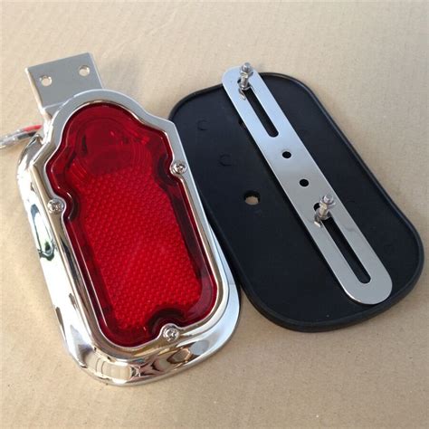 Motorcycle Chrome Red Tombstone Brake Tail Light Signal For Harley Bike