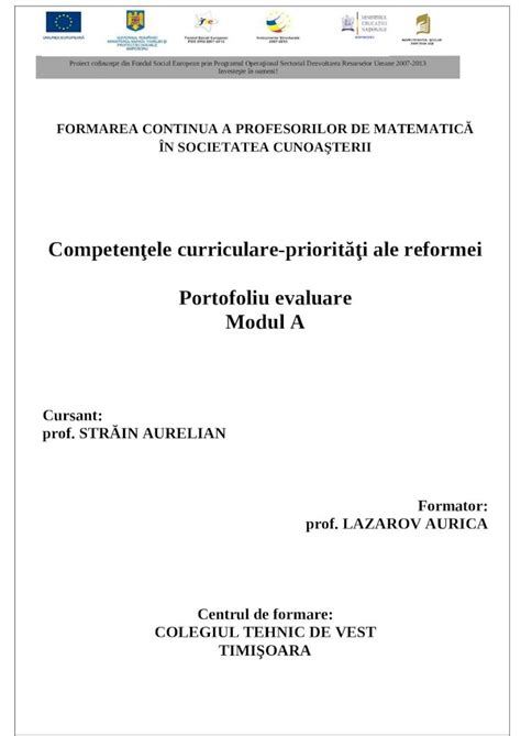 Doc Opis Portofoliu Evalauremodul A 1 Dokumentips