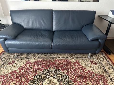 Er Leder Sofa Neuwertig Dunkelblau Kaufen Auf Ricardo