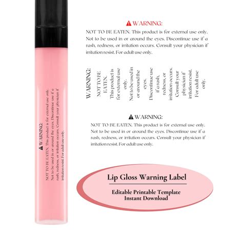 Custom Lip Gloss Label Template, Printable Lipgloss Warning Label ...