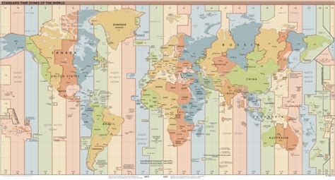 Carte les 24 fuseaux horaires et leurs spécificités