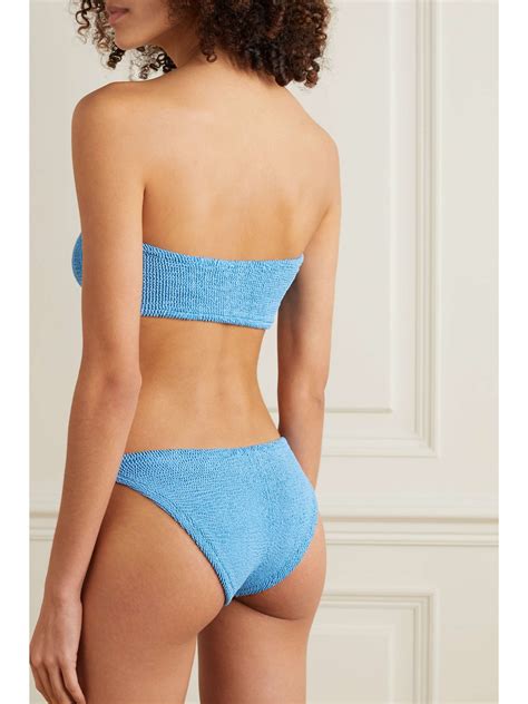 Blue NET SUSTAIN Gabrielle Seersucker Bandeau Bikini HUNZA G NET