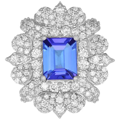 10 78 Carat Oval Tanzanite And White Diamond Cocktail Ring For Sale At