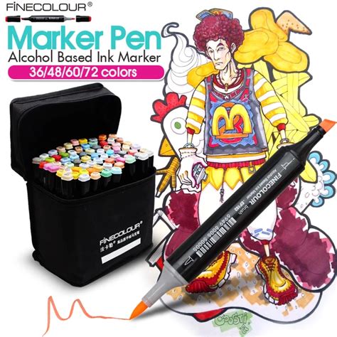 FINECOLOUR 36/48/60/72 Colors Sketch Markers Animation Pens Set For ...