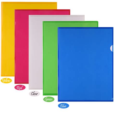 Buy FEPITO 25 Pack A4 Cut Flush Folders Plastic Document Wallet Folders