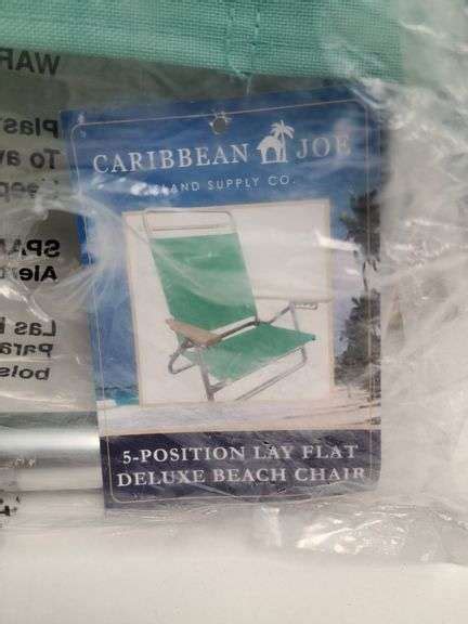 Caribbean Joe 5 Position Lay Flat Deluxe Beach Chair Visually Good