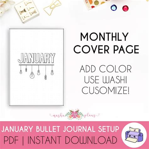 Printable January 2021 Bullet Journal Setup | Masha Plans