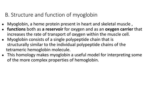 SOLUTION: Biochemistry structure and function of myoglobin - Studypool