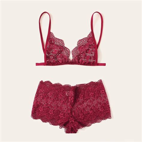 Women Sexy Lace Lingerie Underwear Set Fashion Solid Color Comfort