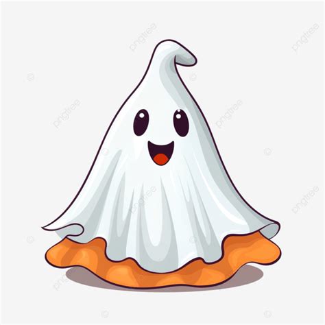 A Cheerful Ghost In A Witch S Cap Halloween Holiday Illustration In