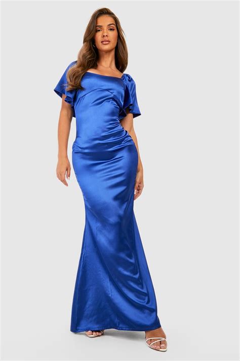 Womens Bridesmaid Satin Angel Sleeve Maxi Dress Boohoo Uk