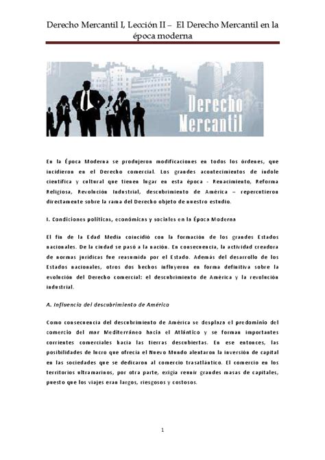 Lección II Derecho mercantil en la época moderna - época moderna E n la