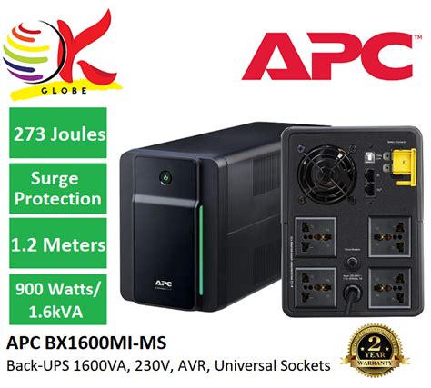 APC UPS BX1600MI MS 1600VA 230V BACK UPS AVR UNIVERSAL SOCKET WITH