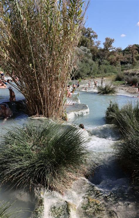 People Are Bathing In The Hot Springs Of Saturnia Therme Saturnia Tuscany Italy Editorial