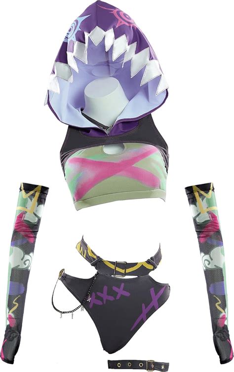 Haikyuu Women Rave Swimsuit Gothic Swimsuit Bikini Set Cosplay Bathing Suit With Hood Sleeves