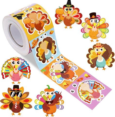 Whaline Thanksgiving Fall Make A Face Stickers Scene Roll