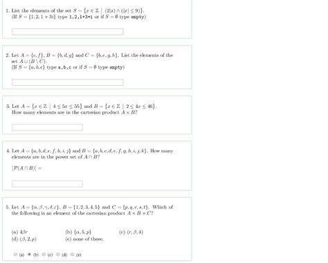 Solved 1 List The Elements Of The Set S X Z 2 X Chegg