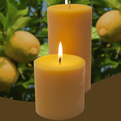 Scented Lemon Drop Pillar Candles | Armadilla Wax Works Candle Factory ...