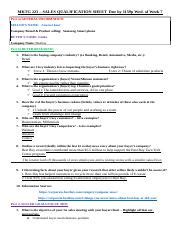 Mktg Sales Qualification Sheet Anureet Kaur Docx Mktg